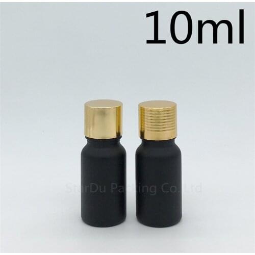 High-quality 10ML Black Frosted Glass Bottle Vials Essential Oil Bottle Perfume bottles Aluminum cover plug 10cc 240pcs/lot