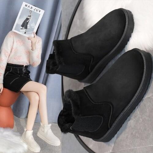 Women New Fashion Snow Boots Thick Velvet Large Size Winter Fashion Warmth One-step Short Boots Cotton Shoes Plus Size 36-42