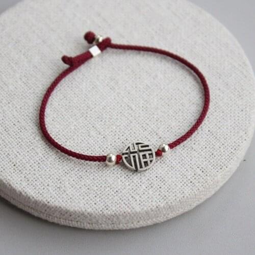 La Monada 18/23cm FU Round Red Thread For Hand 925 Sterling Silver Bracelet Women Rope Red Thread Bracelets For Women Silver 925