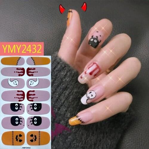 1sheet Nail Stickers Full Stickers Halloween Ghost Design Pumpkin Castle Christmas Tree Pattern Beauty Women Nail Art Accessorie