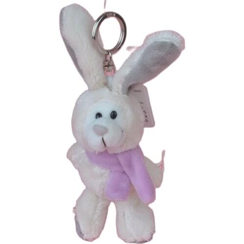 10cm Purple Scarf Rabbit Animals Pendant Keychain Backpack Bag Soft Bunny Decoration Kids Plush Toy Gift Keyring