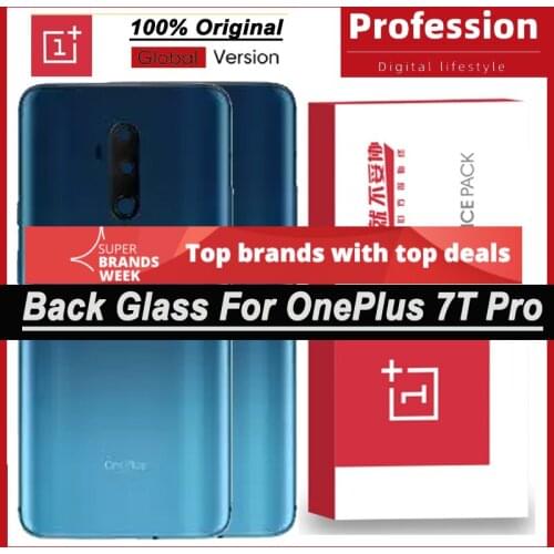 100% Original Back Battery Cover Rear Door Housing Case for OnePlus 7T Pro With Camera Lens + Adhesive Tape Repair Parts
