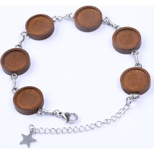 2pcs Fit 12mm Cabochon Wood Bracelet Bezel Blanks Diy Base Setting Trays For Chain Bracelets Making
