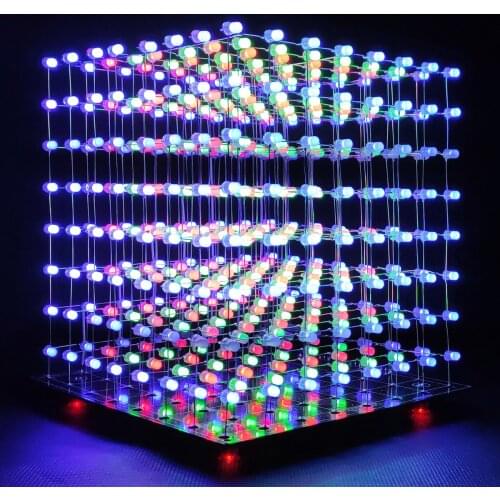 ICubeSmart 8x8x8 3D Led Cube Diy Electronic Kits Teenagers Learning Soldering Project With 3D Editing Software [3D8C]