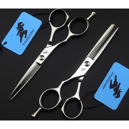 5.5" Sale Silver Japanese Hair Scissors Hairdressing Scissors Thinning Left hand 440C high-grade flat Hairdresser Shaver Haircut