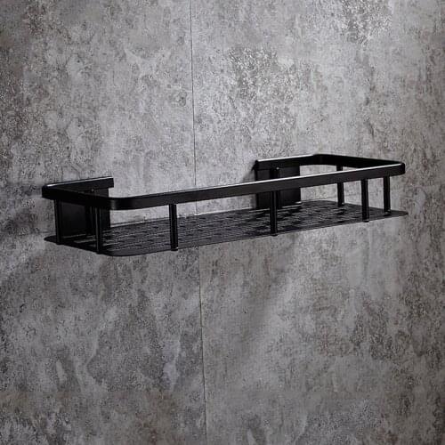 Bathroom Shelves Aluminum Bathroom Square Holder Hooks Wall Mounted Shampoo Shelf Cosmetic Shelves Storage Rack