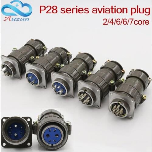 Aviation plug socket round connector P28 series 2.4.6.7core diameter 28MM
