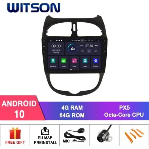 WITSON Android 10.0 IPS HD Screen for PEUGEOT 206 CAR RADIO 4GB RAM+64GB FLASH 8 Octa Core AUTO STEREO GPS+DVR/WIFI+DSP+DAB