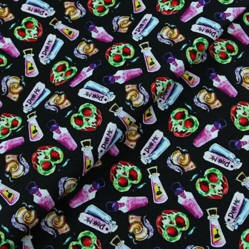 Bottle Drink Strawberry Print 100% Cotton Fabric for Girl Clothes Bedding Set Hometextile Cushion Cover Backpack DIY