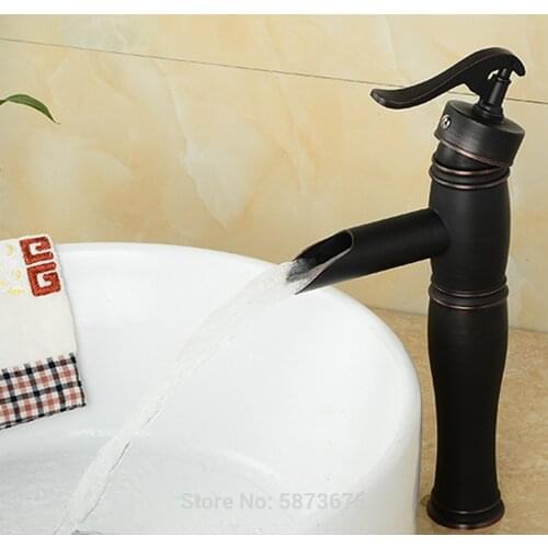 European style black antique mixed water bathroom faucet single handle shower room antique bronze brass basin sink solid brass h