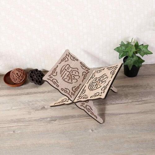 Quran Muslim 3 colors Wooden Book Stand Holder Decorative Shelf Removable Ramadan Allah Islamic Gift Handmade Wood Book Decor
