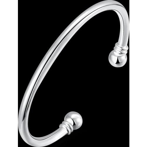 Hot 925 Sterling Silver cuff Bracelets for Women Simple elegant bangles Fashion Wedding Party Jewelry Christmas Gifts