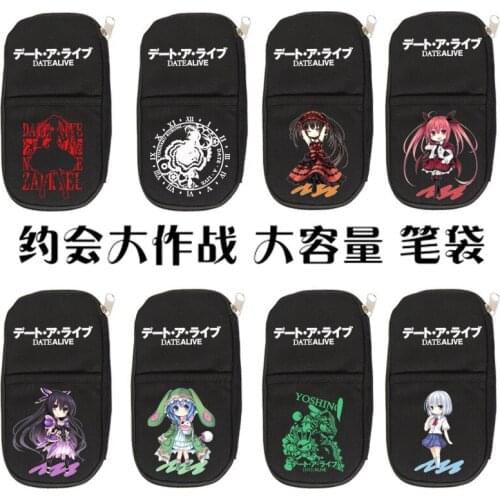 Date A Live Cosplay Canvas Pen Pencil Case Zipper Cartoon Cosmetic Makeup Bag Stationery Box Gift
