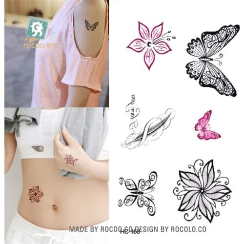 Body Art Sex Products waterproof temporary tattoos for men women Lovely black butterfly design flash tattoo sticker HC1168