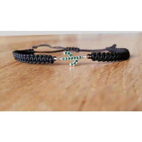 Cactus Macrame Hand Knit Rope Bracelet Zircon Crystal in Different Colors And Adjustable Size