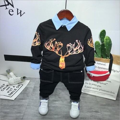 Baby Clothing Sets Kids Clothes Autumn Kids Long Sleeve Sports Suits T-shirts + shirts + jeans 3pcs boys set Boys Clothes set