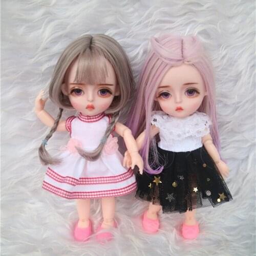 16cm Cute Blyth Doll Joint Body Fashion BJD Dolls Toys with Dress Shoes Wig Make Up Gifts for Girl