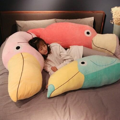 80/100cm New Cute Bird Plush Toy Stuffed Soft Animal Long Cow Pillow Doll Christmas Gift For Kids Valentine Present