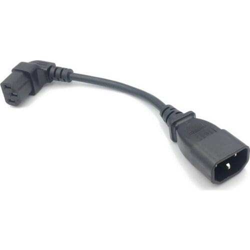 HOT 18cm IEC 320 90 Degree C13 3 Pin Female to C14 3 Pin Male PDU Power Supply Extension Cord for Computer LED HDTV Monitor