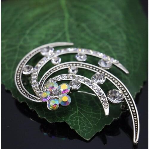 Hot Sale Rhinestone Brooch Wedding For Women Girls Gifts phoenix Brooches Crystal Glass Beaded Jewelry making Design 41*64mm