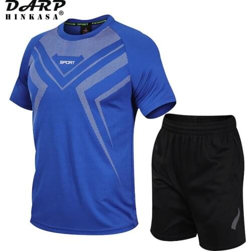 2021 New Quick Dry Men Shorts Suit Men Running Set Outdoor Sports Suits Gym Fitness Clothes Summer Men Footbal Sportswear
