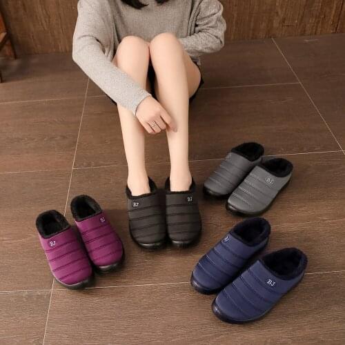 Cotton Shoes Winter Women Home Shallow Heel Cotton Slippers Waterproof Anti-Slip Womens Home Antiskid