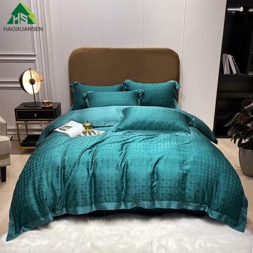 Houndstoot pattern jacquard design Tencel 500 Thread Count Fabric Quilt Cover Thin Quilt Summer Comforter Adult Double Bed Cover