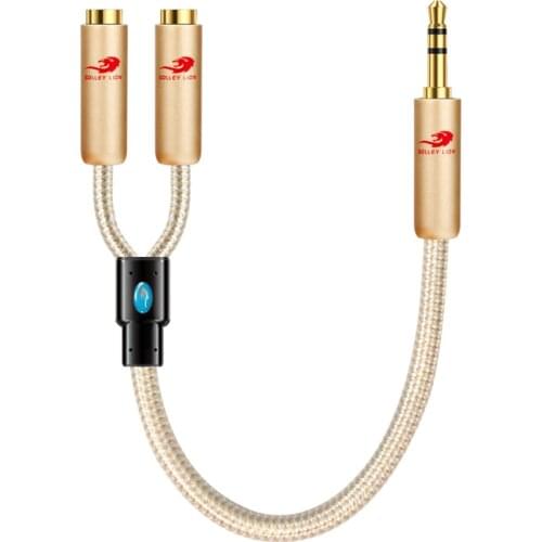 Conversion Cable Mini Jack 3.5mm to Dual 3.5mm Female Splitter for Headphone Microphone Tablet Premium 1/8" Audio Cable