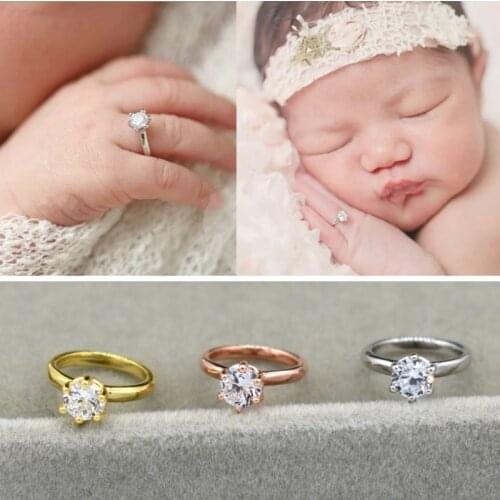 Newborn Photography Props Faux Diamond Ring Baby Shooting Photo Prop Jewelry D5QA