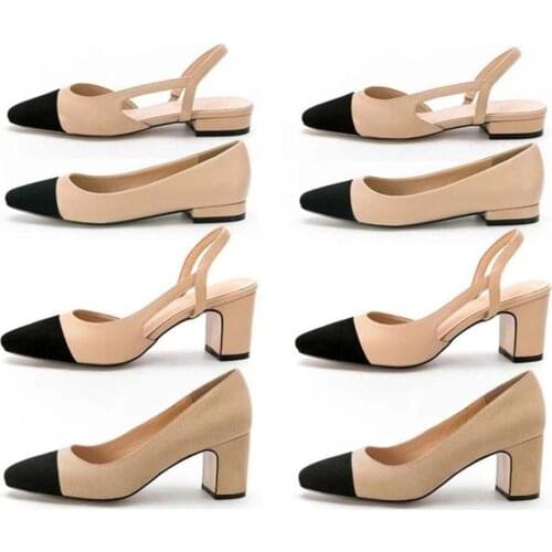 New Classics Desinger Womens Sandals Genuine Leather Shoes Slip On Shallow Summer Slingback Sandals Plus Size 35-41