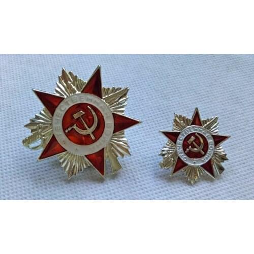 Silver plate 2pcs Big and small size Russia primary war of national defense Soviet Emblem Medal of army badge, silver plated
