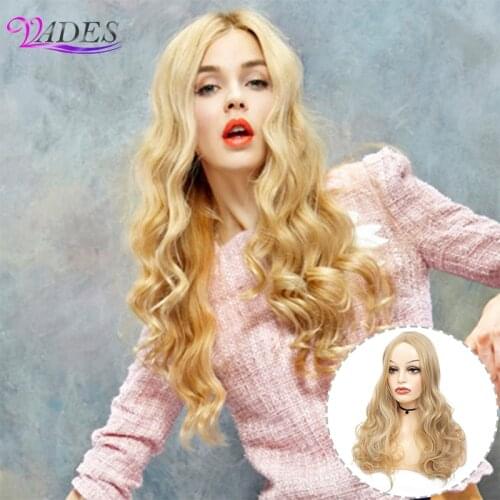 Synthetic Blonde Wig For Women Long Wavy Curly Wig Natural Wave Gold Blonde Hair Wig Daily Wear Wigs For White Women BY199