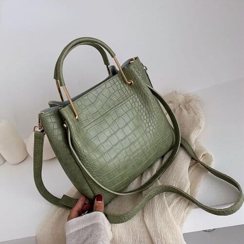 NEWDISCVRY Stone Pattern PU Leather Bucket Bags For Women 2021 Small Shoulder Messenger Bag Lady Fashion Handbags Luxury Totes