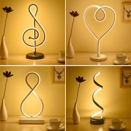 Thrisdar Modern Minimalist Art Line LED Table Lamps Dimmable Bedroom Bedside Reading Desk Table Light Creative LED Table Lamps