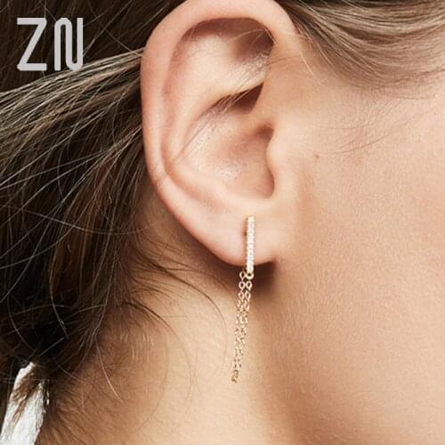 ZN Crystal Zircon Chain Earring for Women Gold-Plated Stud Earrings Line Shape Earrings Fashion jewelry 2020 Ear Jewelry