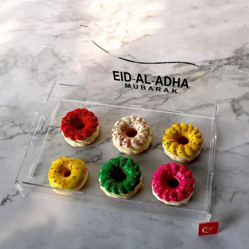 TX Clear Acrylic 3MM Party Dessert Tray Eid Mubarak Ramadan Food Tableware Display Desk Organizer Rustic Serving Tray