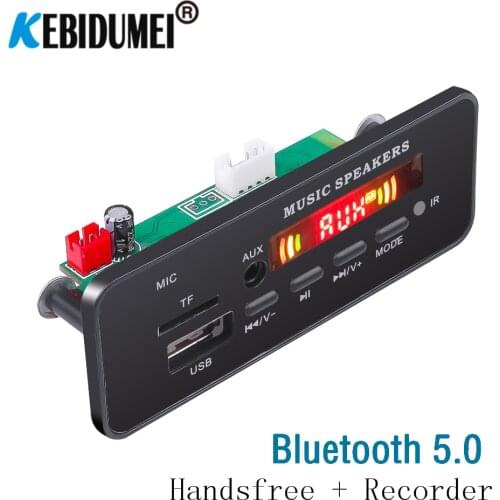 USB AUX Bluetooth 5.0 Handsfree 7V-12V WMA WAV MP3 Decording Board Module TF card slot 3.5mm line in FM Radio audio Adapter