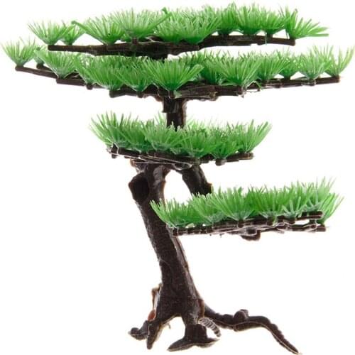 High quality Aquarium Artificial Plants Plastic Pine Fish Tank Accessories Bonsai Decoration