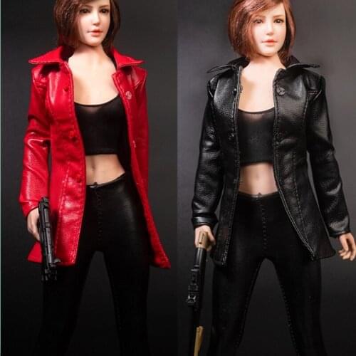 1/6 Scale Female Figure Long Leather Jacket Clothes Costume Model For 12 Inches Action Figure Body Dolls DIY Accessories TYM099