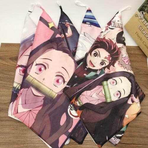 1 Pcs New Anime Demon Slayer Kimetsu No Yaiba Square Handkerchief Students Absorbent Square Towel Cotton Hand Towel Plush Toys