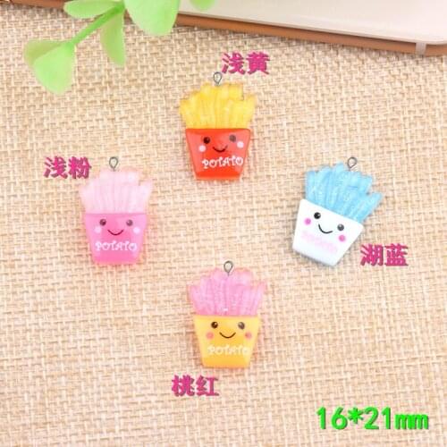10pcs 16*21mm Small French fries DIY resin Potato chip charms accessories handmade material mobile phone decoration wholesale