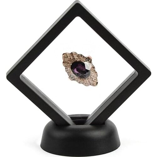 10PCS 3D Floating Frame Jewelry Display Holder Dust-proof Anti-oxidation PE Film Box for Ring Coins Antique Jewelry Storage