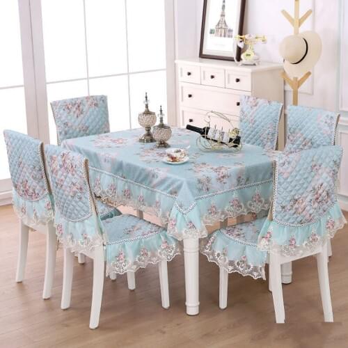 13pcs/Set Jacquard Table Cloth Set Cover 150x200cm Lace Chair Decorat Set Wedding Pastoral Palcemats Rectangle Tablecloth L