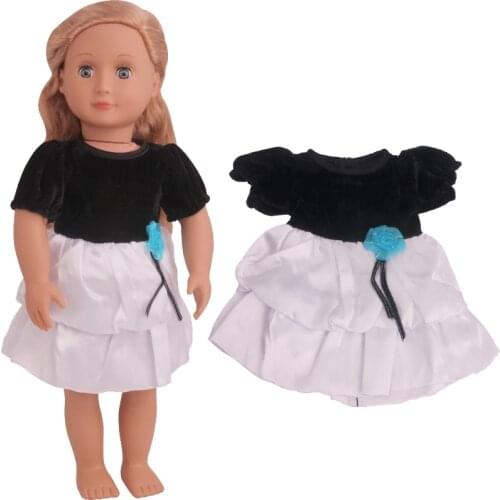 18 inch Girls doll dress American newborn Black and white patchwork princess evening gown Baby toys fit 43 cm baby dolls c798