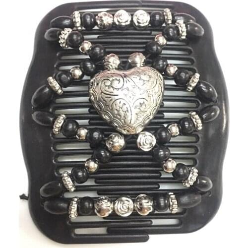 30pcs/lot Wood Beaded Stretch Double Side Combs Easy Combs Magic Hair Comb For Momen