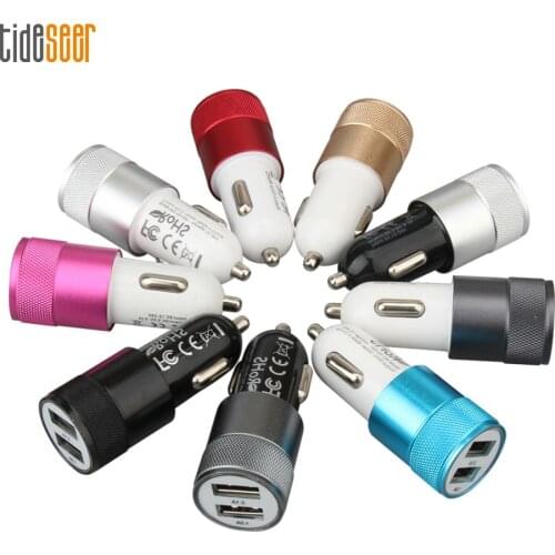 300pcs 3.1A Dual USB Car Charger Universal Mobile Phone Aluminum Alloy Car-Charger Adapter For iPhone 11 X Xiaomi Samsung Tablet