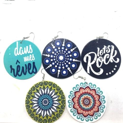 5pair/lot mixed african lets rock wooden earrings