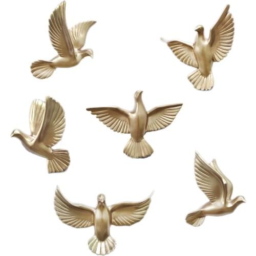 6PCS Europe Wall Hanging Resin Bird for 3D Stereo Sticker Livingroom TV Background Wall Mural Decoration Crafts Wall Ornaments