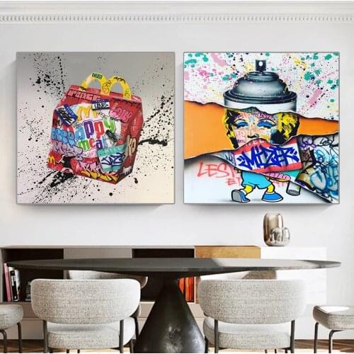 Abstract Street Graffiti Art Balloon Dog Canvas Paintings Modern Animals Poster and Print Wall Art Picture for Living Room Decor