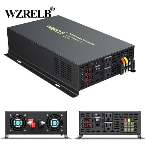 Off Grid Pure Sine Wave Solar Power Inverter 2000W 12V/24V/48V/96V DC to 120V/220V/230V/240V AC Voltage Converter Wired Control